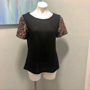 Cotton On Black T-shirt with Sequin Sleeves